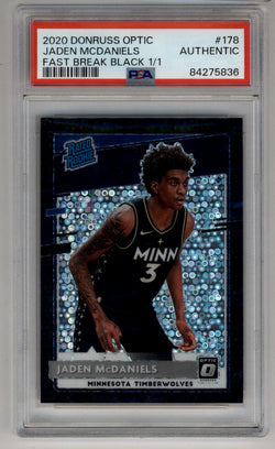 Jaden McDaniels 2020-21 Donruss Optic Fast Break Black 1/1 PSA Authentic