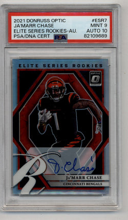 Ja'Marr Chase 2021 Donruss Optic Elite Series Rookies Auto 55/99 PSA 9 Mint