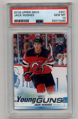 Jack Hughes 2019-20 Upper Deck #201 Young Gun PSA 10 Gem Mint 3289