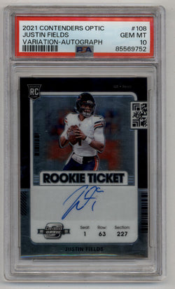 Justin Fields 2021 Contenders Optic Variation Auto PSA 10 Gem Mint