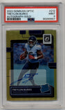 Treylon Burks 2022 Donruss Optic Auto Gold 02/10 PSA 9 Mint