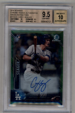 Corey Seager 2016 Bowman Chrome Rookie Auto Green Refractor 97/99 BGS 9.5 Gem Mint