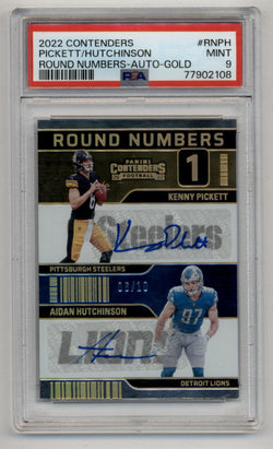 Kenny Pickett Aidan Hutchinson 2022 Contenders Round Numbers Auto Gold 06/10 PSA 9 Mint