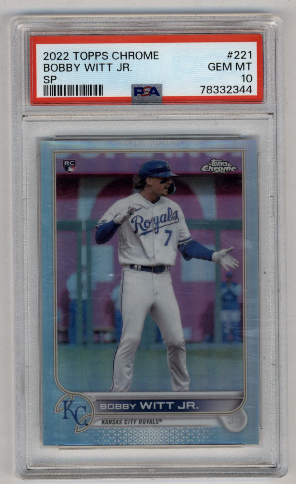 Bobby Witt Jr 2022 Topps Chrome Sp PSA 10 Gem Mint 2344