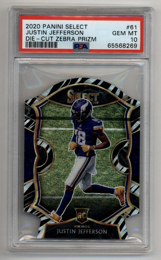 Justin Jefferson 2020 Select Die-Cut Zebra #61 PSA 10 Gem Mint 8269