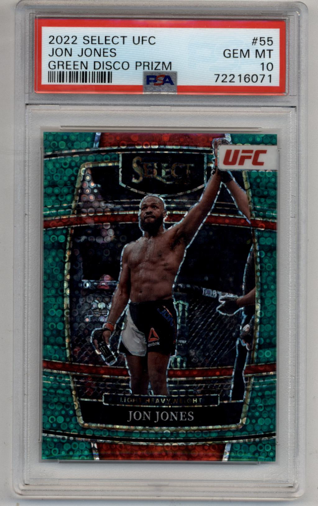 Jon Jones 2022 Select UFC #55 Green Disco 1/5 PSA 10 Gem Mint