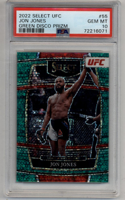 Jon Jones 2022 Select UFC #55 Green Disco 1/5 PSA 10 Gem Mint
