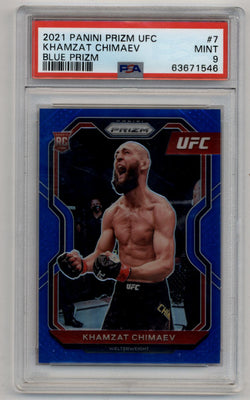 Khamzat Chimaev 2021 Prizm UFC Blue Prizm 129/199 PSA 9 Mint