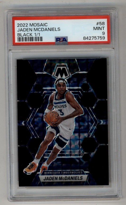 Jaden McDaniels 2022-23 Mosaic Black 1/1 PSA 9 Mint