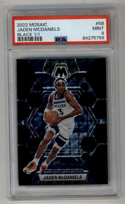 Jaden McDaniels 2022-23 Mosaic Black 1/1 PSA 9 Mint