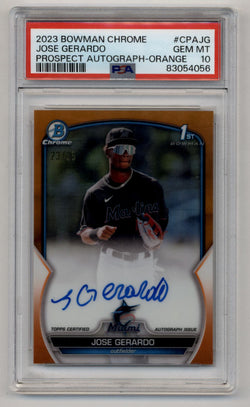 Jose Gerardo 2023 Bowman Chrome Prospects Orange Auto 23/25 PSA 10 Gem Mint