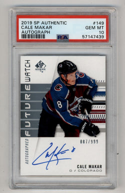 Cale Makar 2019-20 SP Authentic Future Watch Auto 087/999 PSA 10 Gem Mint