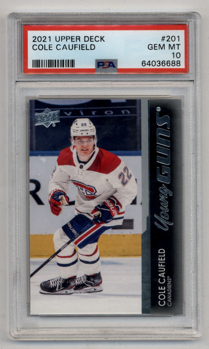 Cole Caufield 2021-22 Upper Deck Young Gun #201 PSA 10 Gem Mint 6688