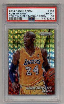 Kobe Bryant 2014-15 Prizm Yellow Red Mosaic Prizm #136 PSA 10 Gem Mint