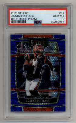 Ja'Marr Chase 2021 Select Blue Disco Prizm 03/25 PSA 10 Gem Mint