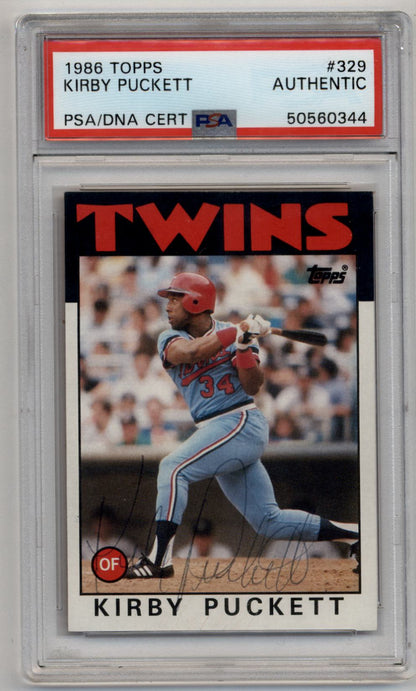 Kirby Puckett 1986 Topps Auto PSA Authentic 0344