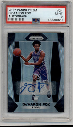 De'Aaron Fox 2017-18 Prizm Auto #24 PSA 9 Mint