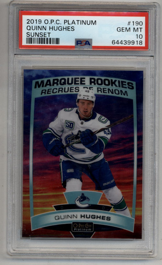 Quinn Hughes 2019-20 O-Pee-Chee Platinum Sunset PSA 10 Gem Mint