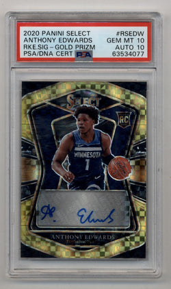 Anthony Edwards 2020-21 Select Rookie Auto Gold Prizm 03/10 PSA 10 Gem Mint