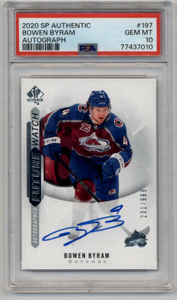 Bowen Byram 2020-21 SP Authentic Auto 201/999 PSA 10 Gem Mint