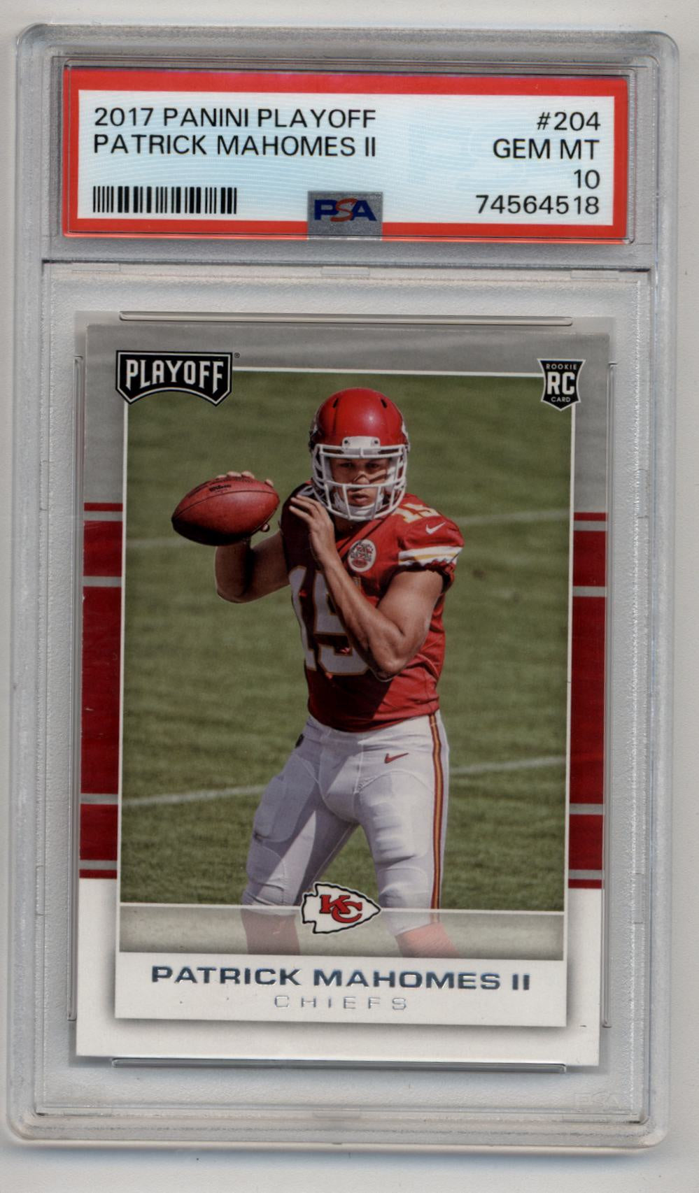 Patrick Mahomes 2017 Playoff Rookie #204 PSA 10 Gem Mint 4518