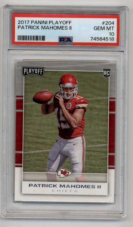 Patrick Mahomes 2017 Playoff Rookie #204 PSA 10 Gem Mint 4518