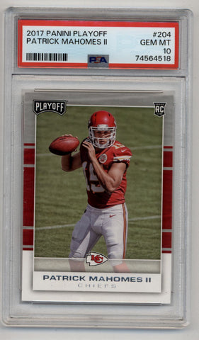 Patrick Mahomes 2017 Playoff Rookie #204 PSA 10 Gem Mint 4518