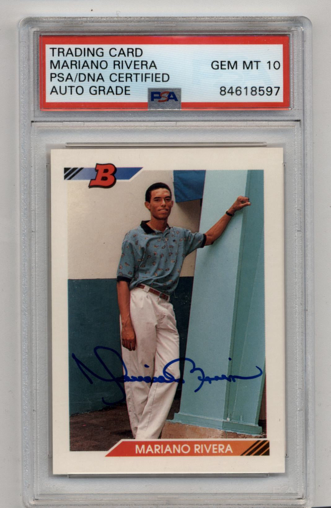 Mariano Rivera 1992 Bowman #302 Rookie PSA Auto Grade 10