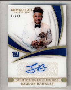 Saquon Barkley 2019 Immaculate Collection Offensive Rookie of the Year Auto 07/18