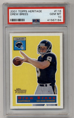 Drew Brees 2001 Topps Heritage 1762/1956 #116 PSA 10 Gem Mint 7184