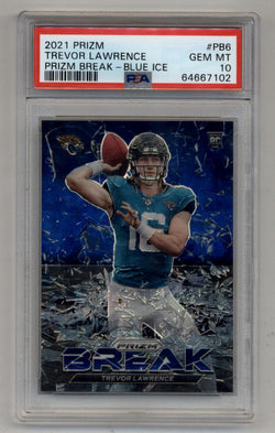 Trevor Lawrence 2021 Prizm Prizm Break Blue Ice 63/99 PSA 10 Gem Mint