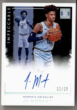 Ja Morant 2019-20 Impeccable Rookie Signatures #IR-JMT 22/25