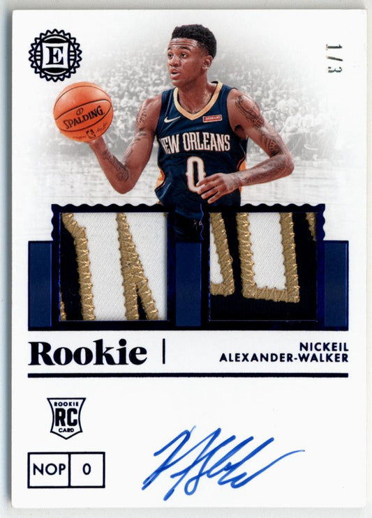 Nickeil Alexander-Walker 2019-20 Panini Encased Blue #237 Patch Auto 1/3