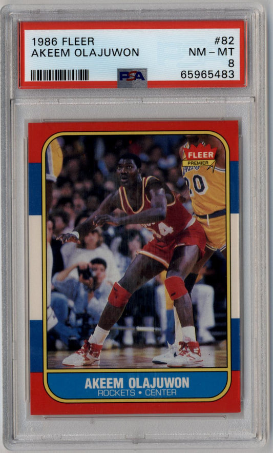 Akeem Olajuwon 1986-87 Fleer Rookie #82 PSA 8 Near Mint Mint
