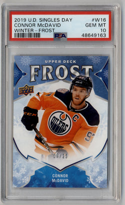 Connor McDavid 2019-20 Upper Deck Singles Day Winter Frost #W16 09/25 PSA 10 Gem Mint