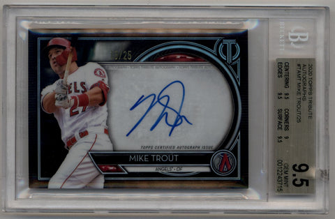 Mike Trout 2020 Tribute Auto #TAMT 13/25 BGS 9.5 Gem Mint Auto 10