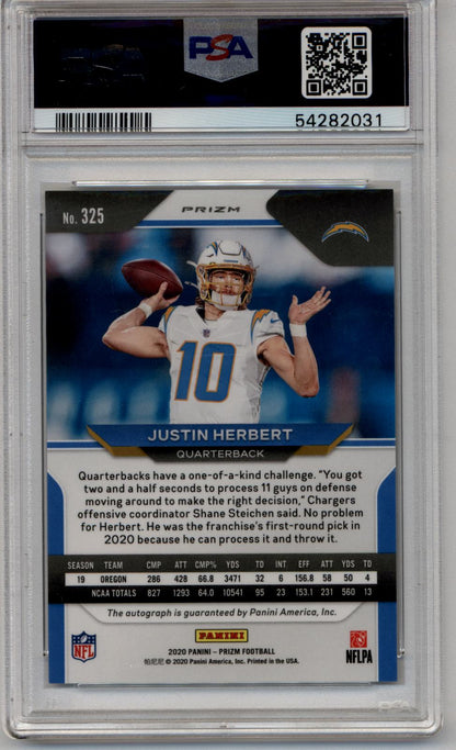 Justin Herbert 2020 Panini Prizm Auto PSA 10 Gem Mint