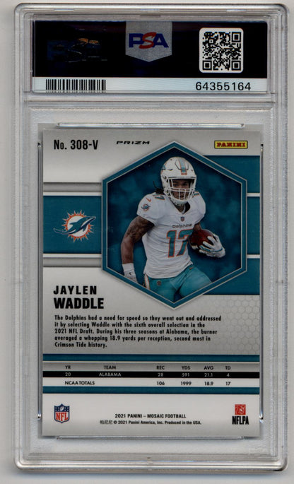 Jaylen Waddle 2021 Mosaic No Huddle Silver Variation #308 PSA 10 Gem Mint