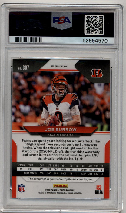 Joe Burrow 2020 Panini Prizm Rookie Auto #307 PSA 10 Gem Mint