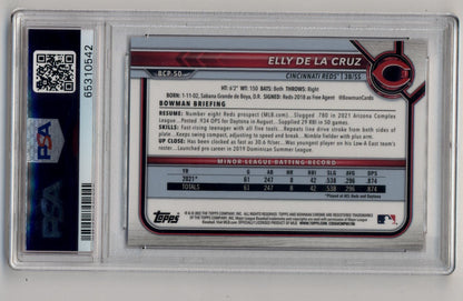 Elly De La Cruz 2022 Bowman Chrome Prospect Red Refractor #BCP50 3/5 PSA 9 Mint