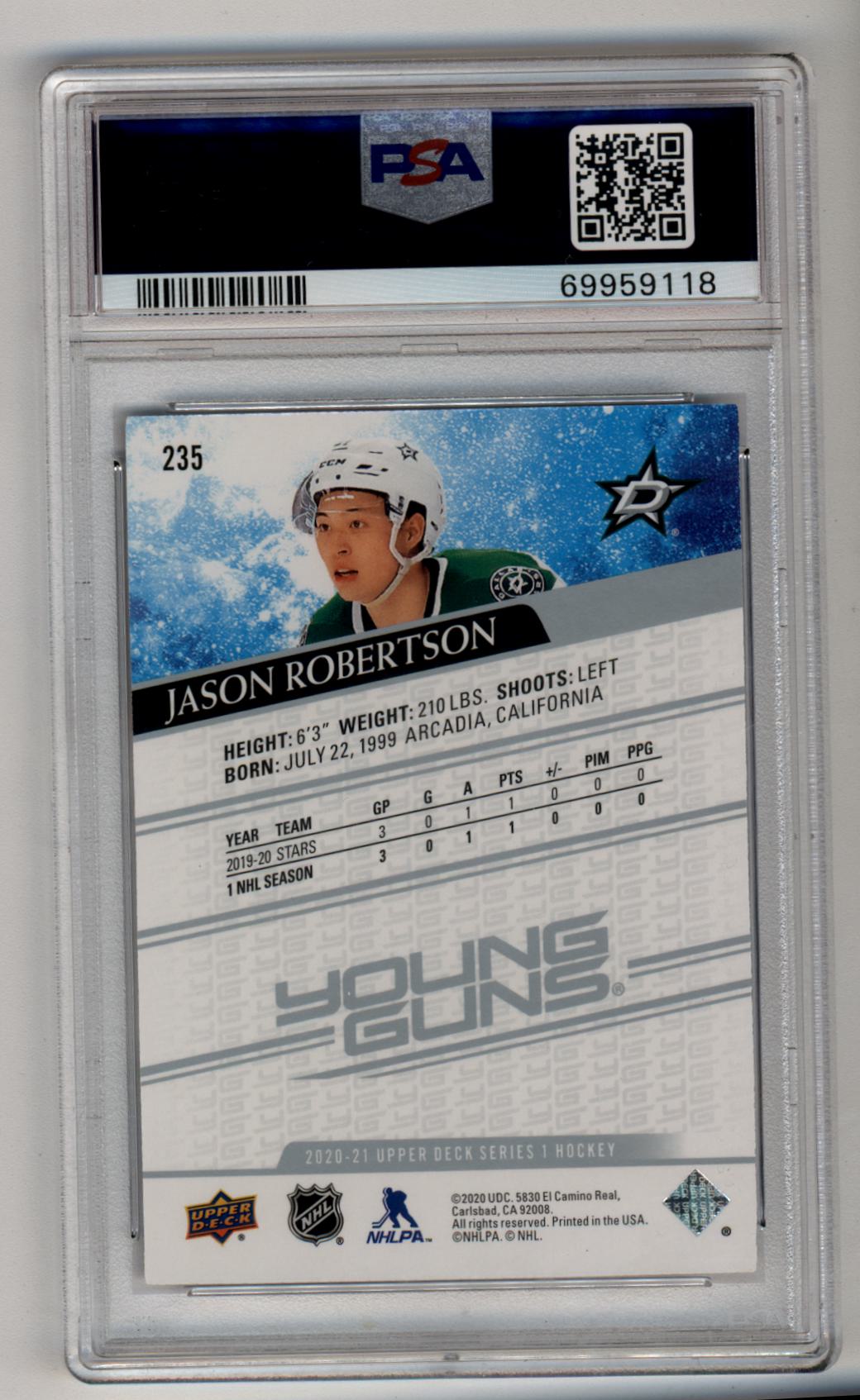 Jason Robertson 2020 Upper Deck Rookie #235 PSA 10 Gem Mint 9118